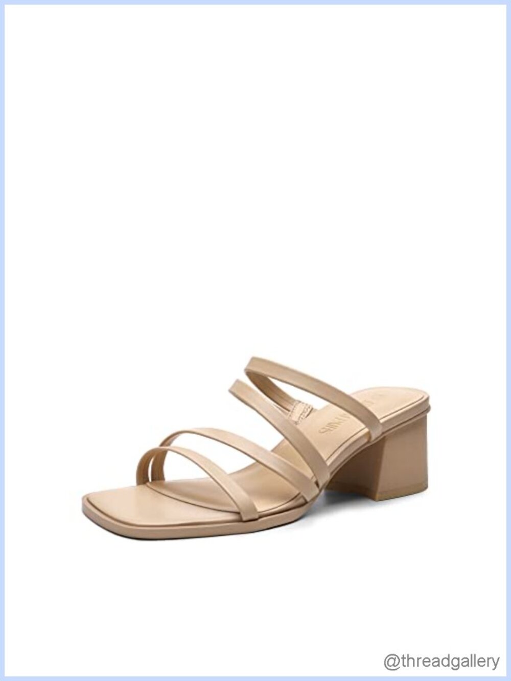 Women's Strappy Block Heel Sandals Square Toe Faux Leather Slip On